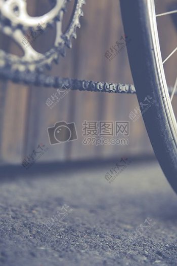 自行车车链的特写