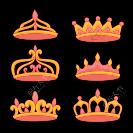 粉红色金色皇冠图标免抠png透明图层素材