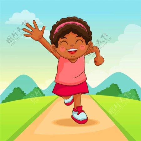 跑步的黑人女孩图片