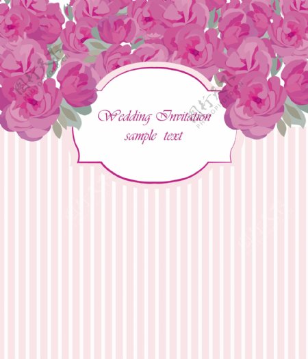 粉红色的装饰花朵婚礼邀请卡背景