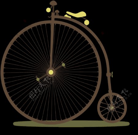 手绘艺术自行车插画免抠png透明图层素材