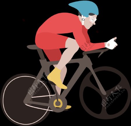 红衣车手骑自行车插画免抠png透明素材