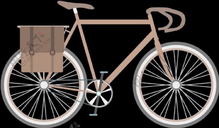 棕色自行车插画免抠png透明图层素材