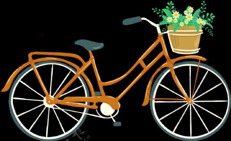 带篮子自行车插画免抠png透明图层素材
