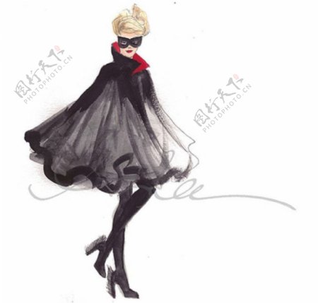 黑色蓬蓬裙设计图