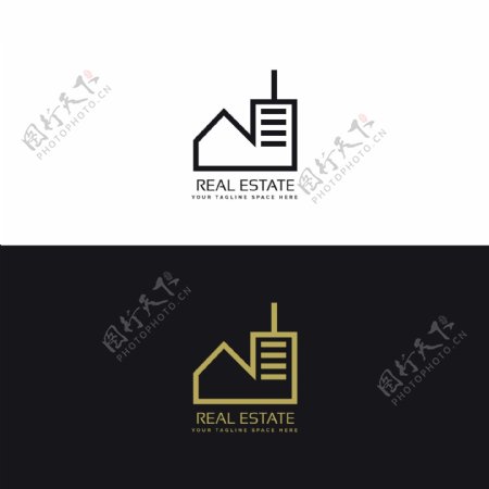 黑色和金色建筑标志