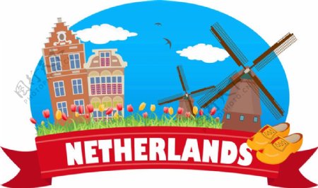 荷兰风车素材图片