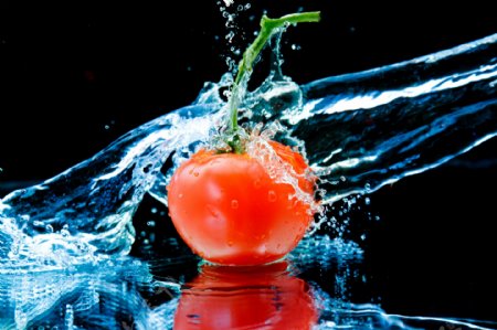 动感水花与蕃茄图片