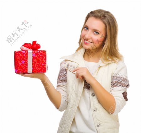 一只手拿着礼物的女人图片