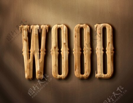 木头质感效果字体设计