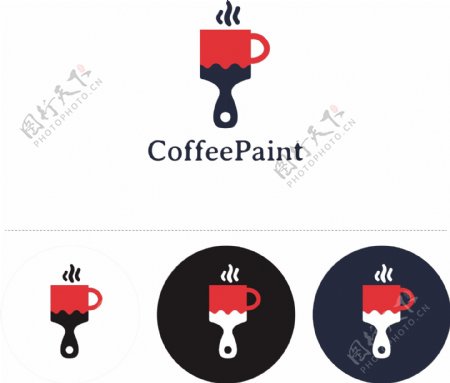 咖啡形状油漆刷创意logo标志设计