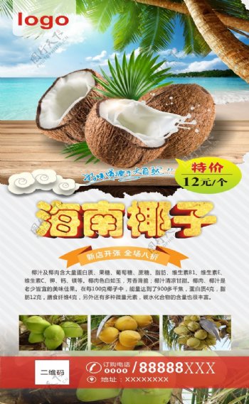 海南椰子促销海报