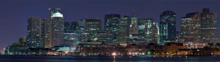 城市夜景宽幅风景摄影图片