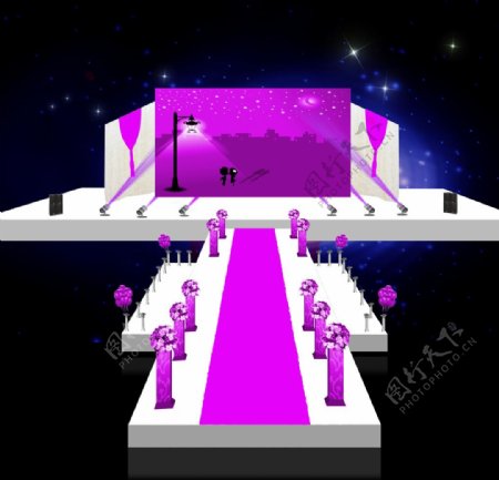 紫红色婚礼效果图