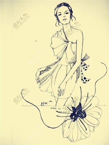 花朵连衣裙礼服设计图