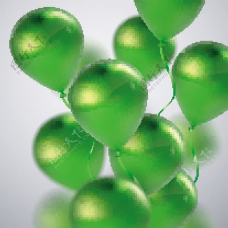 绿色光泽逼真气球矢量素材