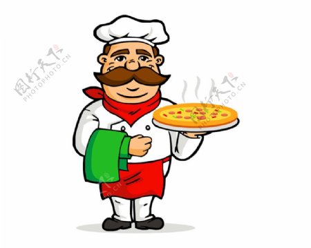 手托披萨厨师图片