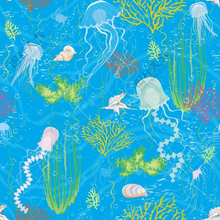 蓝色海底世界的动物植物