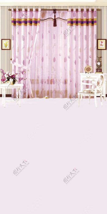 窗帘与桌椅等影楼摄影背景高清图片