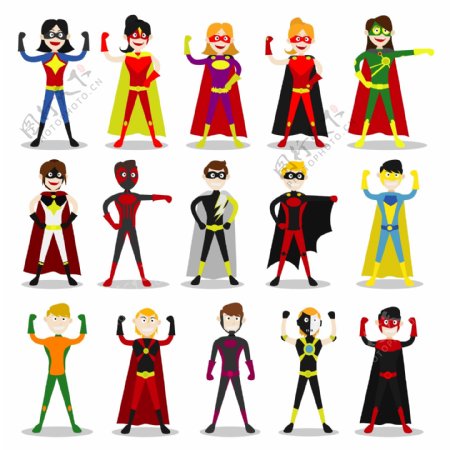 各种英雄卡通超人人物素材合集矢量图