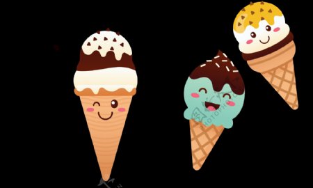 手绘可爱彩色冰淇淋免抠png透明图层素材