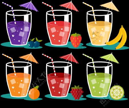 透明玻璃杯果汁插画图标免抠png透明素材