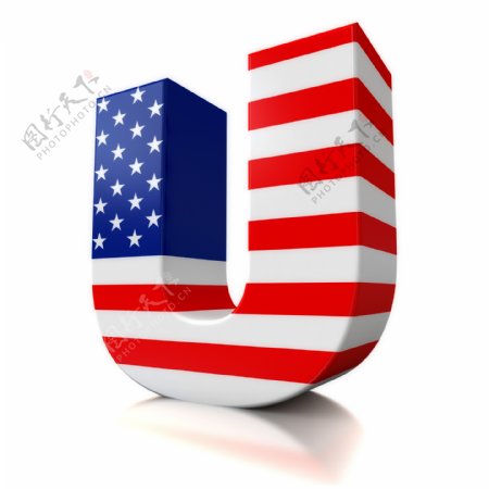 美国国旗图案字母U图片