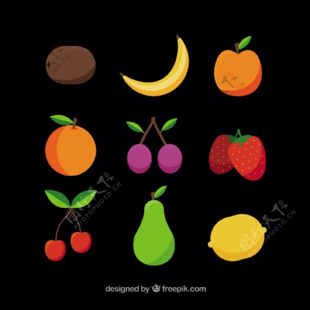 扁平风格美味的水果插图