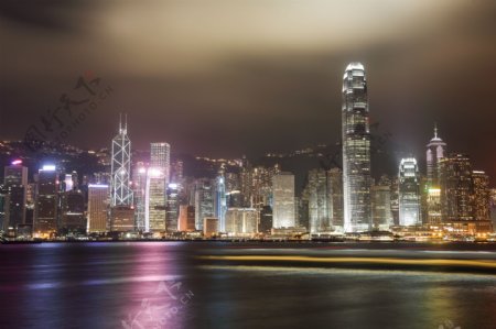 美丽香港维多利亚港夜景图片