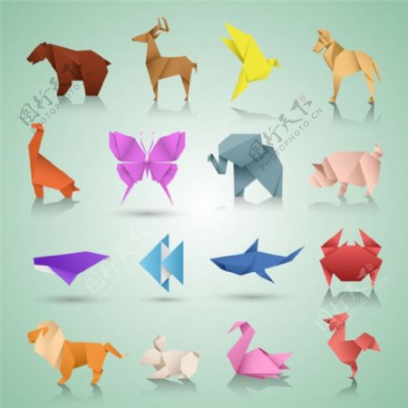 彩色的折纸动物图片