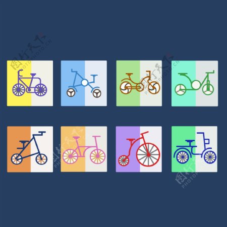 各种自行车扁平图标