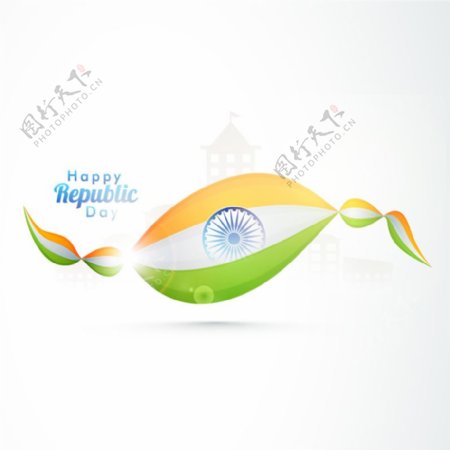 印度共和国日的波浪旗背景