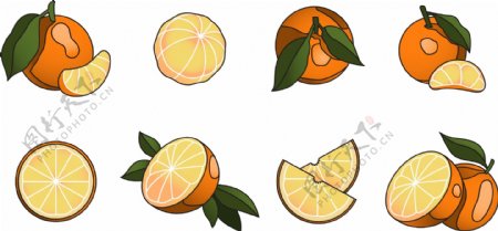 手绘清新水果橙子