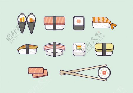 手绘可爱寿司美食