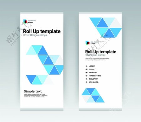蓝色三角形展架设计图片