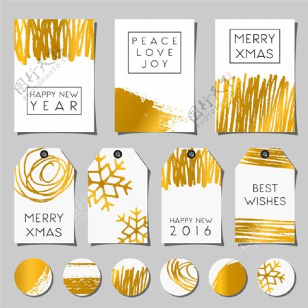 金色雪花圣诞节标签图片