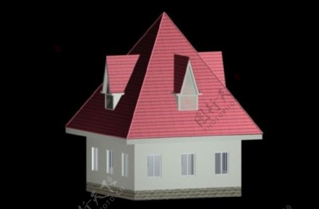 红色屋顶别墅3D模型