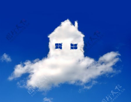 蓝天白云房子