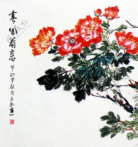 中国风水墨画富贵牡丹装饰画