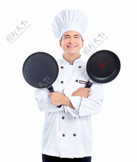 双手拿锅的厨师图片