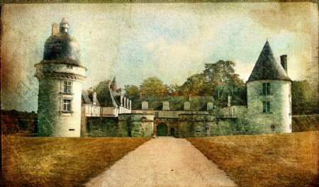 欧洲庄园城堡油画图片