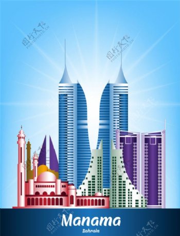 彩色沙特阿拉伯王国著名建筑图片