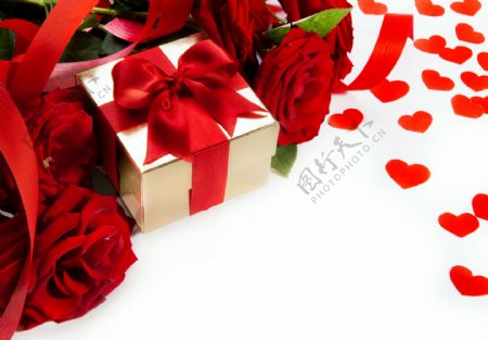 玫瑰花与礼物图片图片