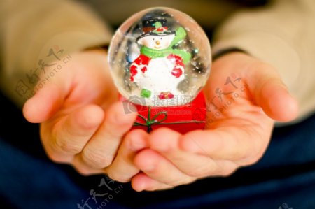 礼品圣诞节圣诞节雪人雪花玻璃球