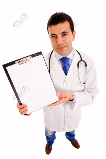 男医生与空白纸牌图片