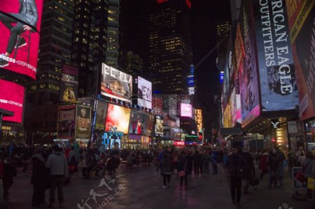 晚上新纽约曼哈顿时代广场