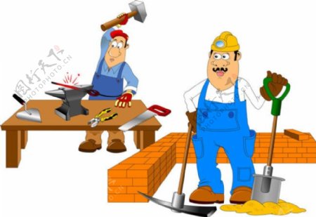 卡通铁匠与建筑工人图片