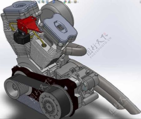 摩托车双缸发动机总成机械模型