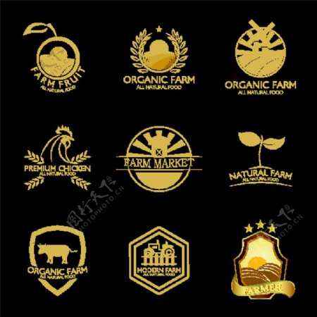 金色花纹农业标志图片