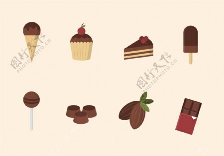 矢量手绘巧克力甜点素材